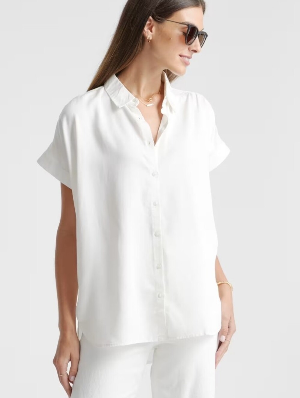 Quince White Short Sleeve Button Down Vintage Wash Tencel Camp Shirt XL NWOT